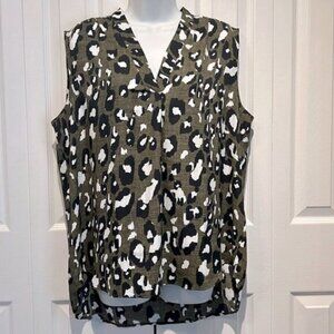 Jones New York Sleeveless Animal Print Top Size L XL